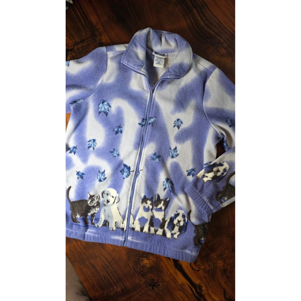 Blair Unisex Vintage Fleece Puppies Kittens Leaves Cottagecore Coastal Grandma